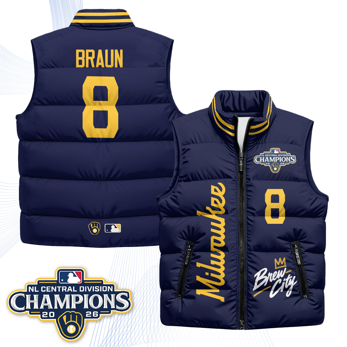 Milwaukee Brewers "Brew City" Puffer Vest V2 - Printed