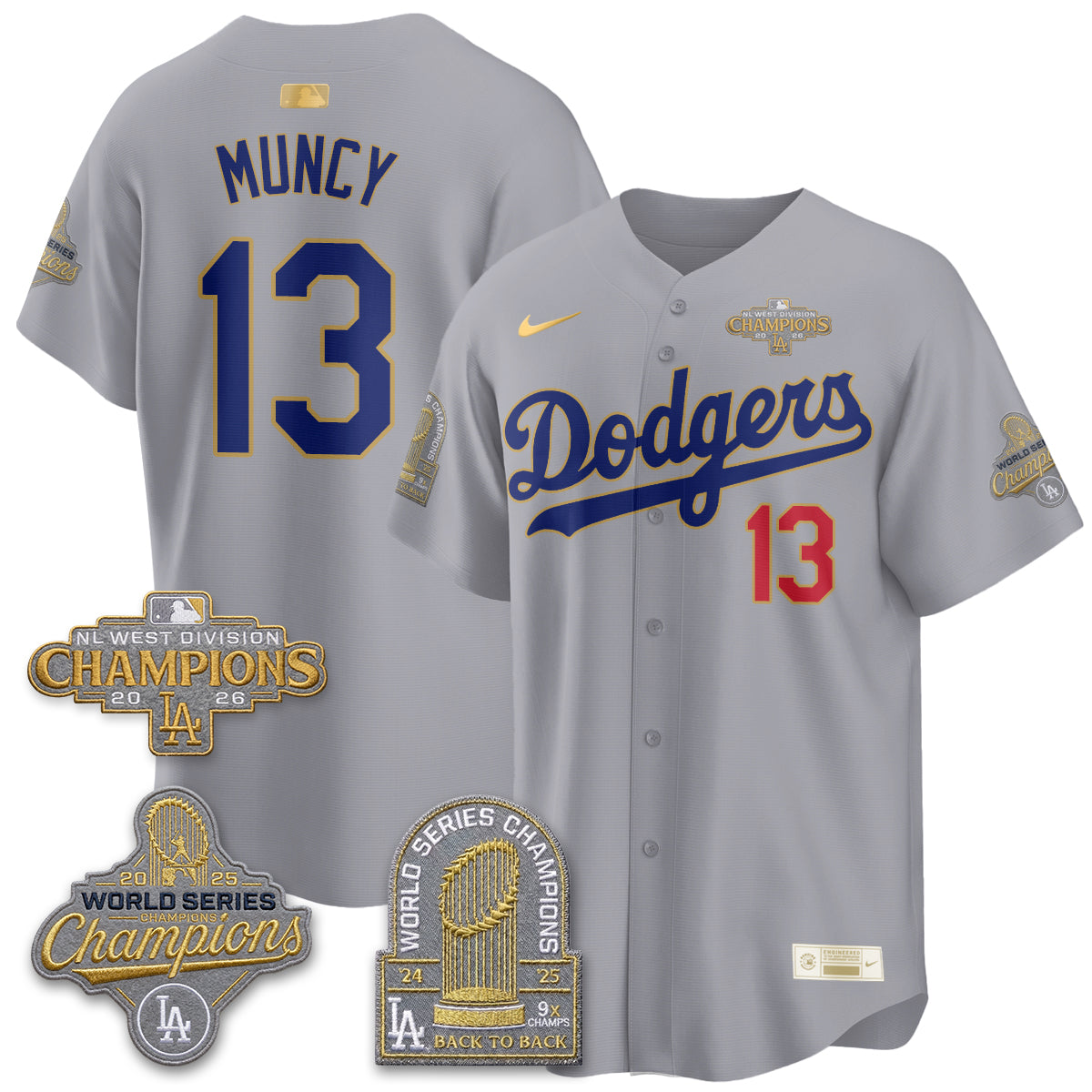 Los Angeles Dodgers 2026 NL West Champs Black Gold Vapor Jersey- Stitched