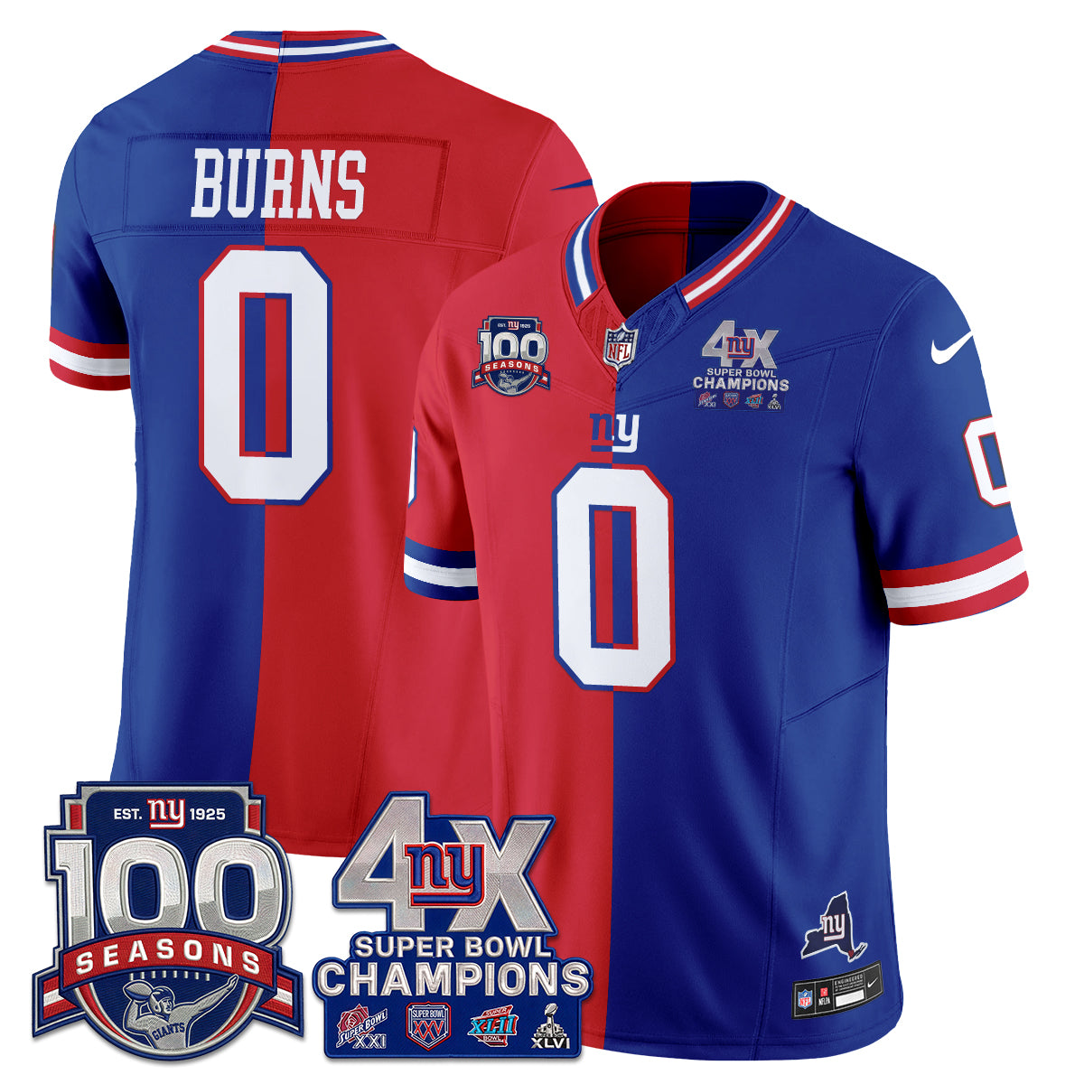 New York Giants 4X SBowl Split Edition Vapor Jersey - Stitched