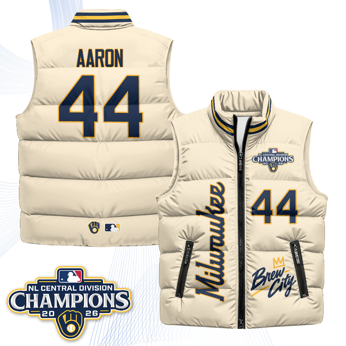 Milwaukee Brewers "Brew City" Puffer Vest V2 - Printed