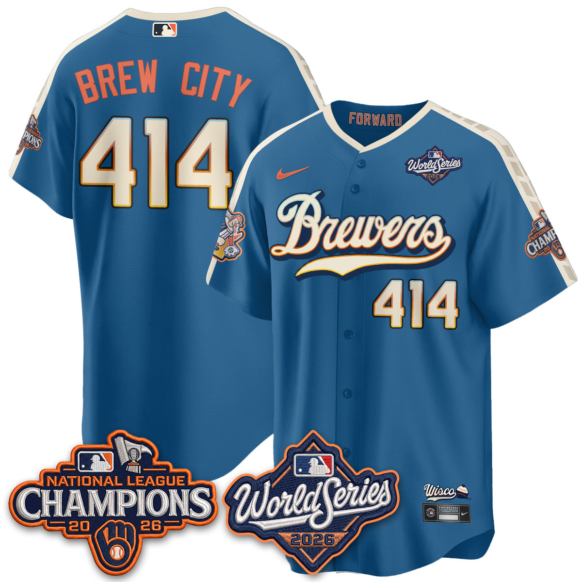Milwaukee Brewers WS26 & 2026 NL Champions City Connect Vapor Jersey - Stitched