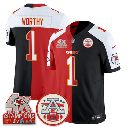 Kansas City Chiefs 4X Champs Patch Split Edition Vapor Jersey - Stitched
