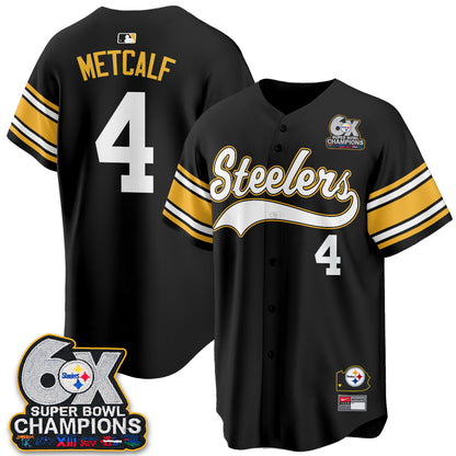 Pittsburgh Steelers 6X Champs Throwback Baseball Vapor Jersey - Stitched