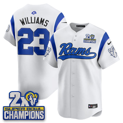 LAR 2X Champs Fearsome White Baseball Vapor Jersey - Stitched