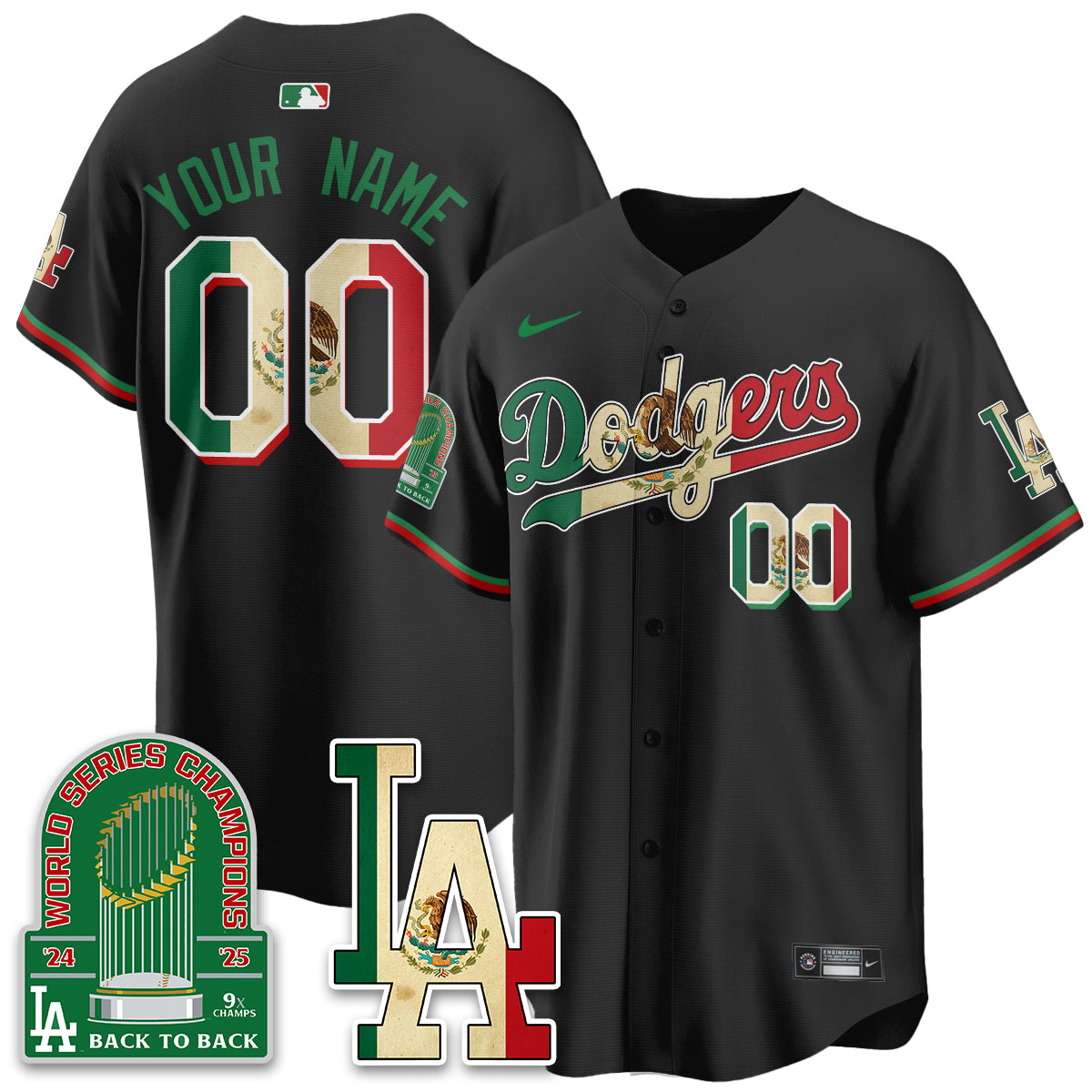 Los Angeles Dodgers Mexico Style Vapor Custom Jersey - Stitched