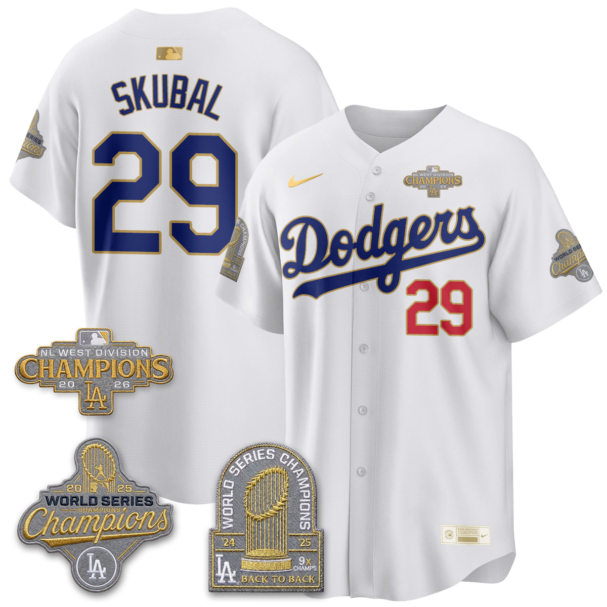 Los Angeles Dodgers 2026 NL West Champs Black Gold Vapor Jersey- Stitched