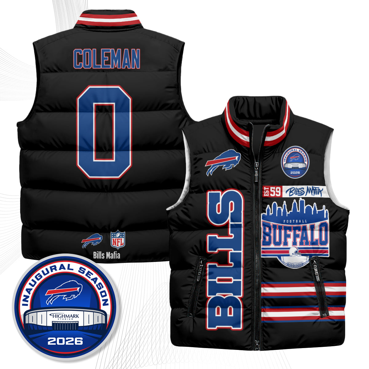 Buffalo Bills "Mafia" Edition Puffer Vest - Printed