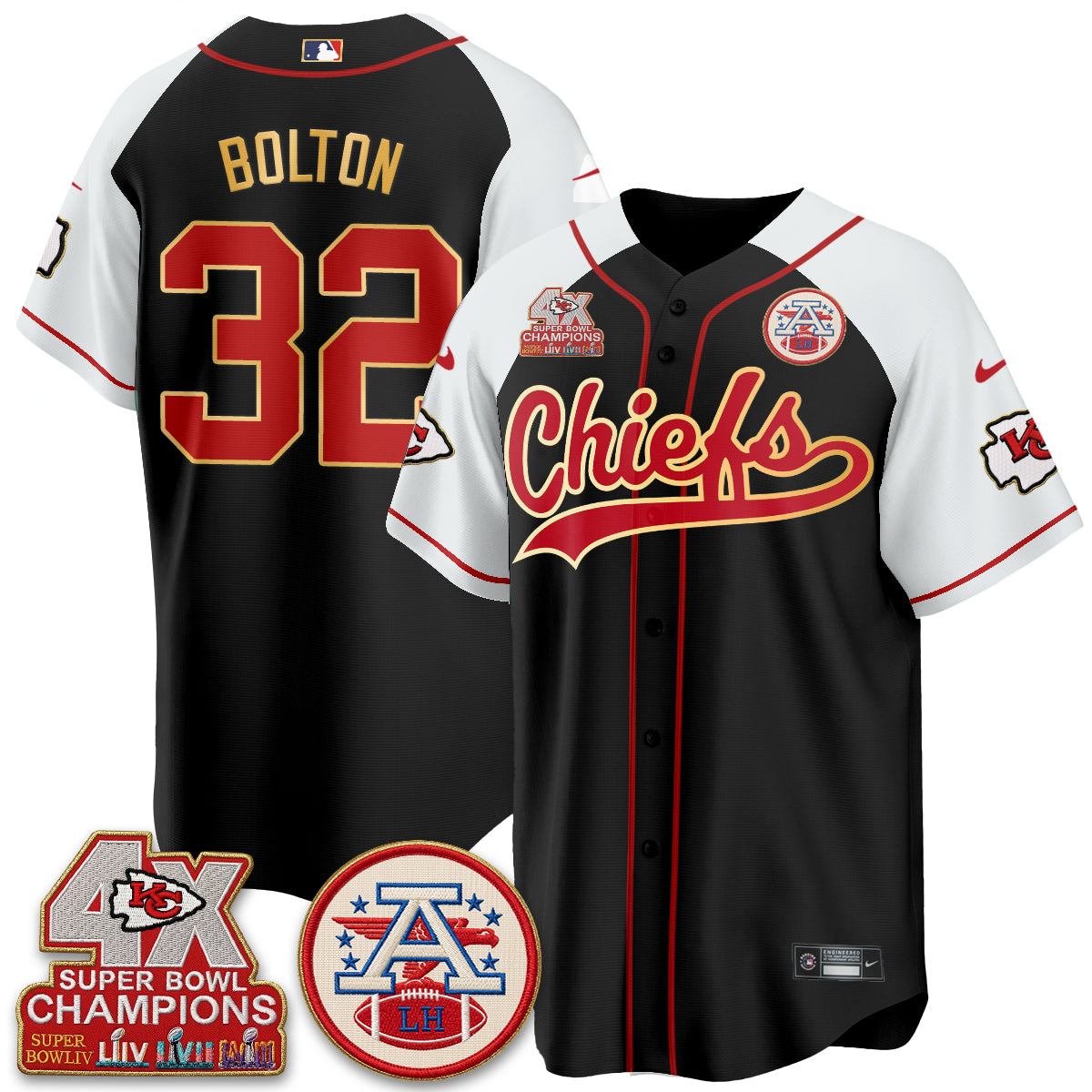 KC 4X Champs Gold Trim Edition Vapor Baseball Jersey - Stitched