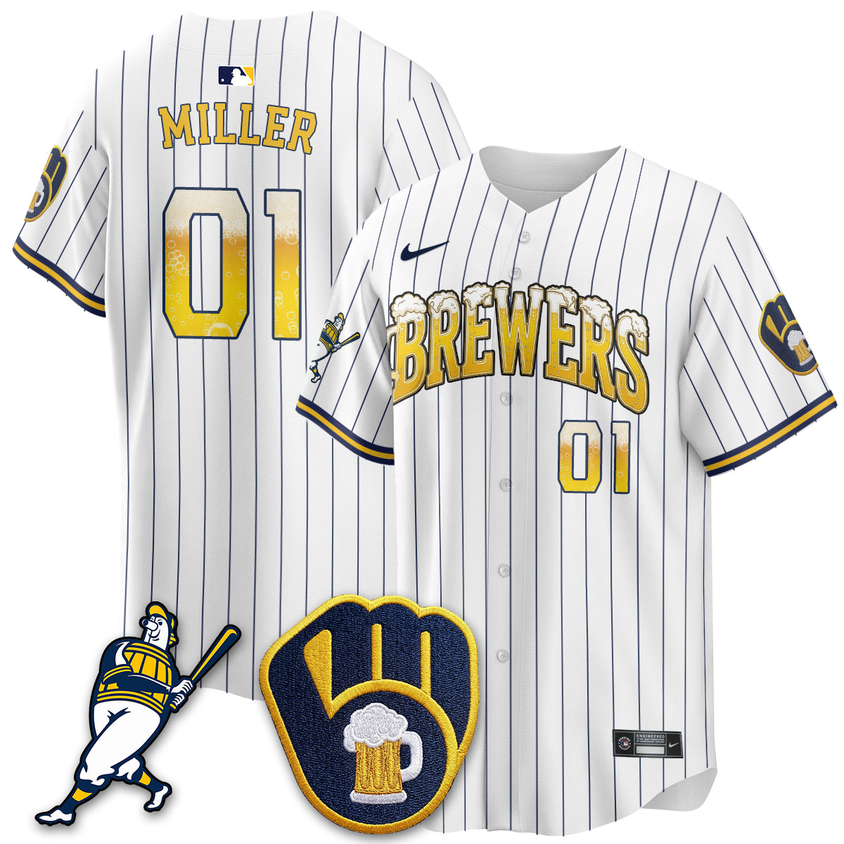 Milwaukee Brewers "Pitcher & Pint" Edition Vapor Limited Jersey - Stitched