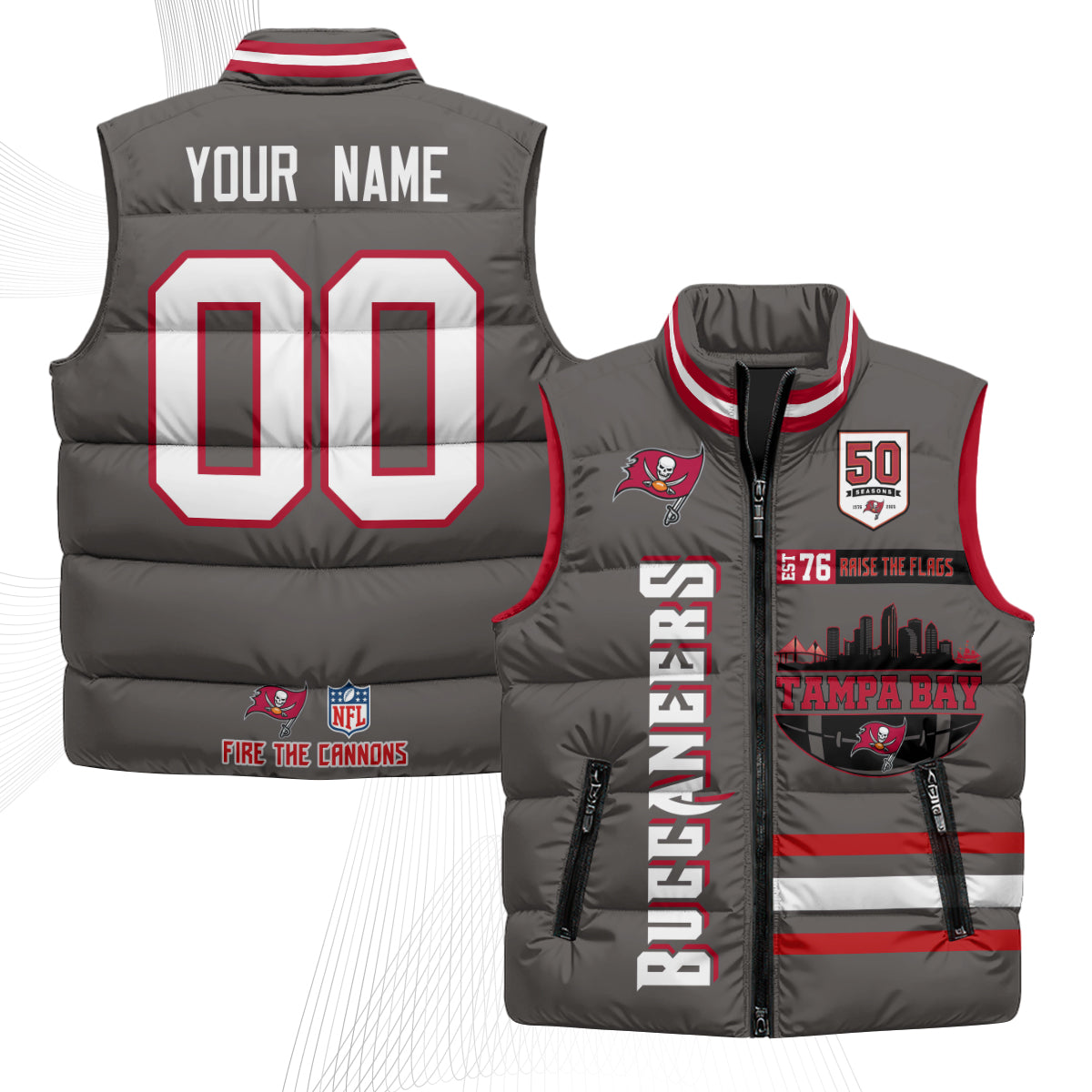 TB "Raise the Flags" Custom Puffer Vest - Printed