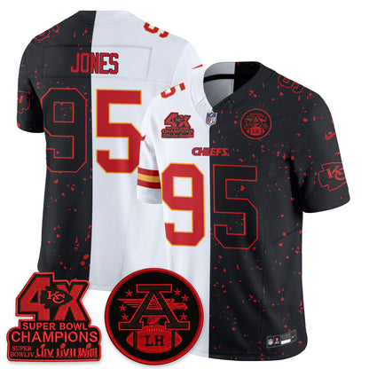 Kansas City Chiefs 4X Champs Patch Split Edition Vapor Jersey - Stitched