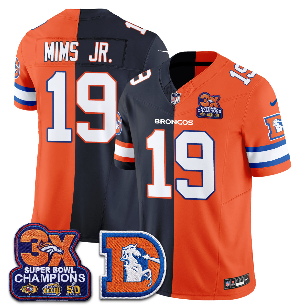 Denver Broncos Throwback Split Vapor Jersey - Stitched