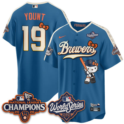 Milwaukee Brewers 2026 NL Champions x Meow KT Vapor Jersey - Stitched