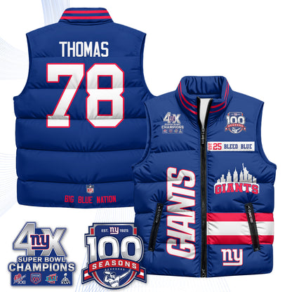 NYG 4X Champs S.Bowl Puffer Vest - Printed