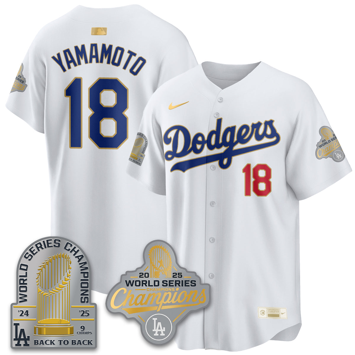 LAD Gold Collection Stadium Vapor Limited Jersey - 9x Champs - All Stitched