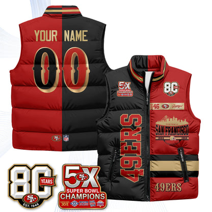 SF Faithful to The Bay Custom Puffer Vest - Printed
