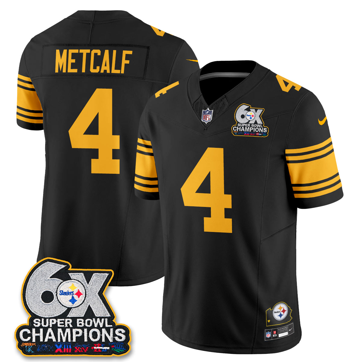 Pittsburgh Steelers 6X Champs Throwback V2 Vapor Jersey - Stitched