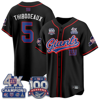 NYG 4X Champs & 100 Anniversary Vapor Baseball Jersey V2- Stitched