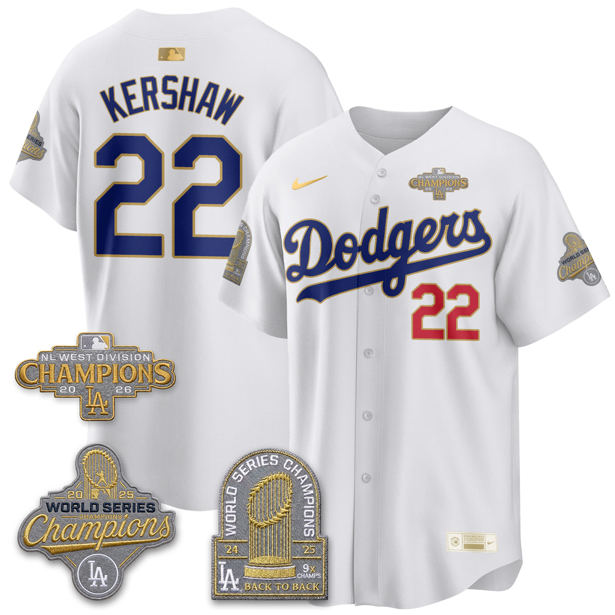 Los Angeles Dodgers 2026 NL West Champs Black Gold Vapor Jersey- Stitched