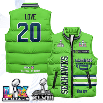 SEA "Go Hawks" Edition Puffer Vest - Printed
