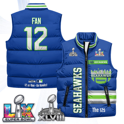 SEA "Go Hawks" Edition Puffer Vest - Printed