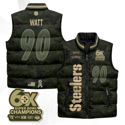 Pittsburgh Steelers 2026 Salute to Service Puffer Vest - Printed