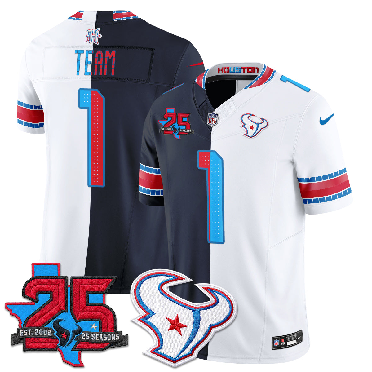 Houston Texans 2026 Rivalries Split Vapor Jersey - Stitched