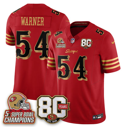 SF 80 Years & 5X Champs Rivalries Vapor Jersey - Stitched
