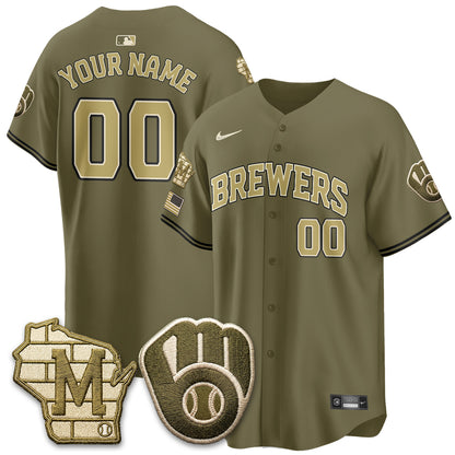 MIL New Era Olive 2026 Armed Forces Day Custom Jersey - All Stitched