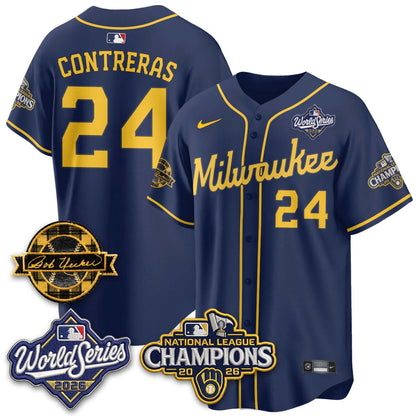 MIL WS26 - Bob Uecker Patch Black Gold Jersey - Stitched (Tiktok)
