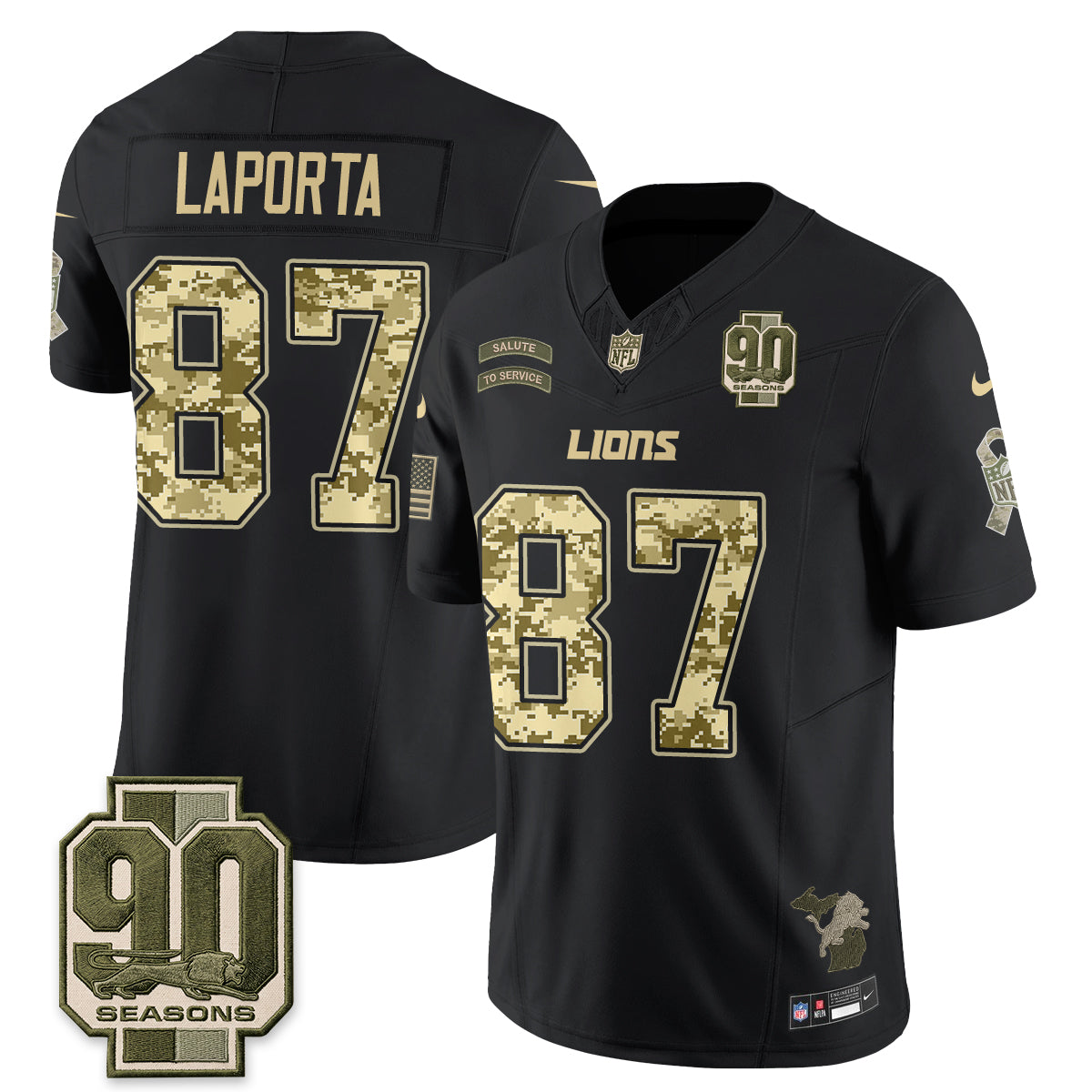 Detroit Lions 2026 Salute to Service Vapor Jersey V2- Stitched