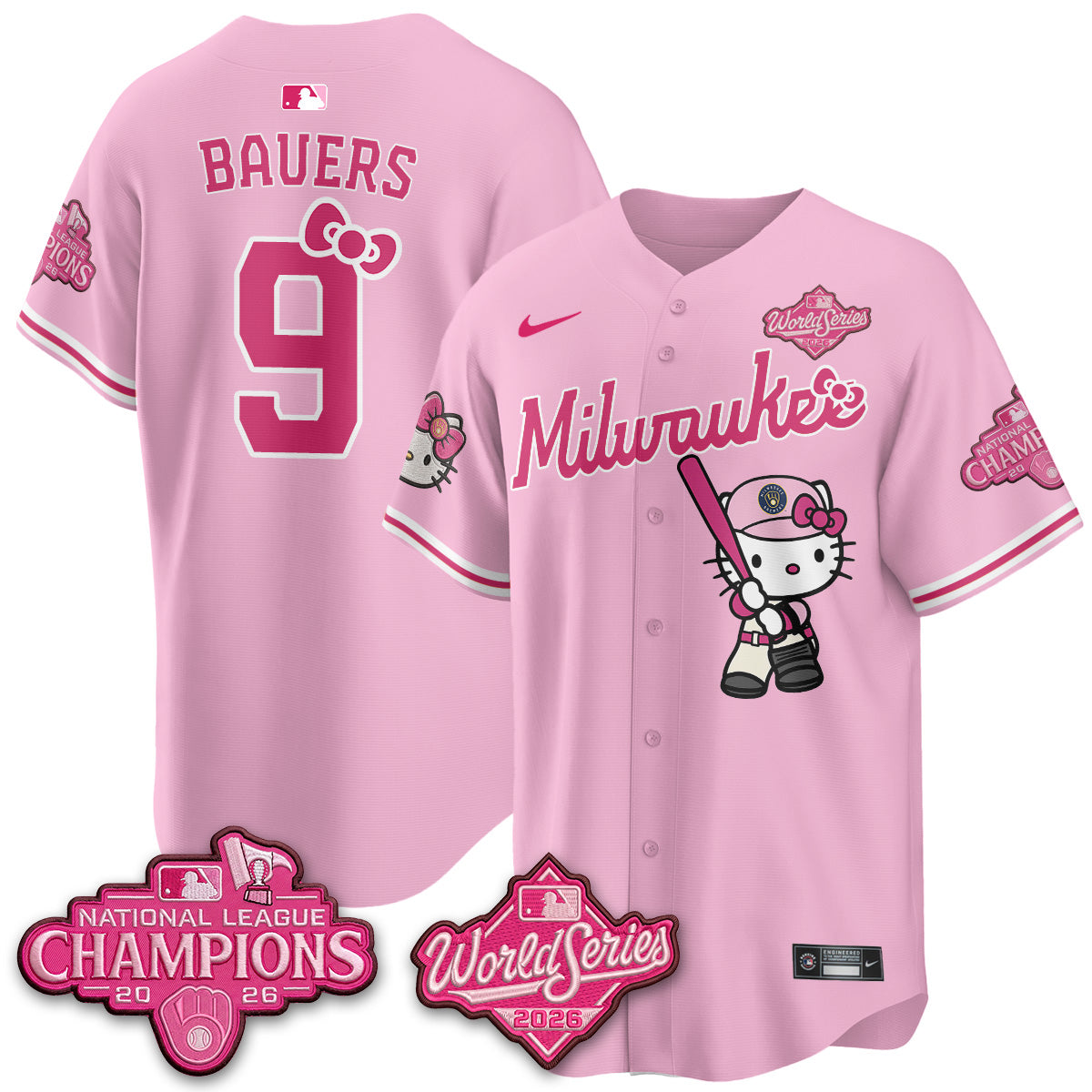 Milwaukee Brewers 2026 NL Champions x Meow KT Vapor Jersey - Stitched