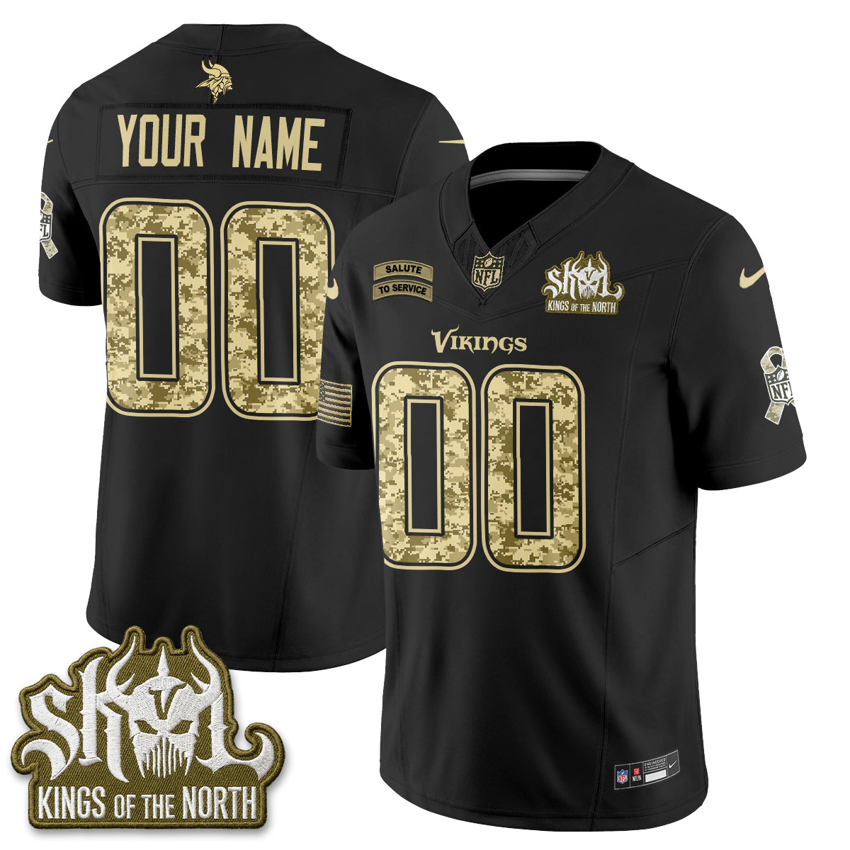 Minnesota Vikings 2026 Salute to Service V2 Vapor Custom Jersey - Stitched