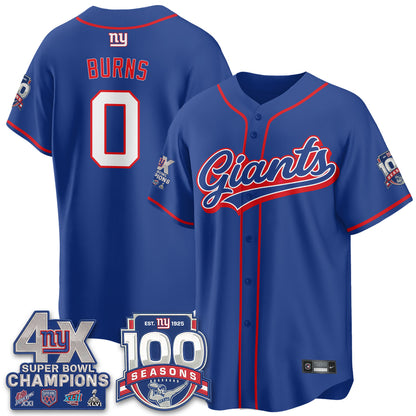 NYG 4X Champs & 100 Anniversary Vapor Baseball Jersey - Stitched
