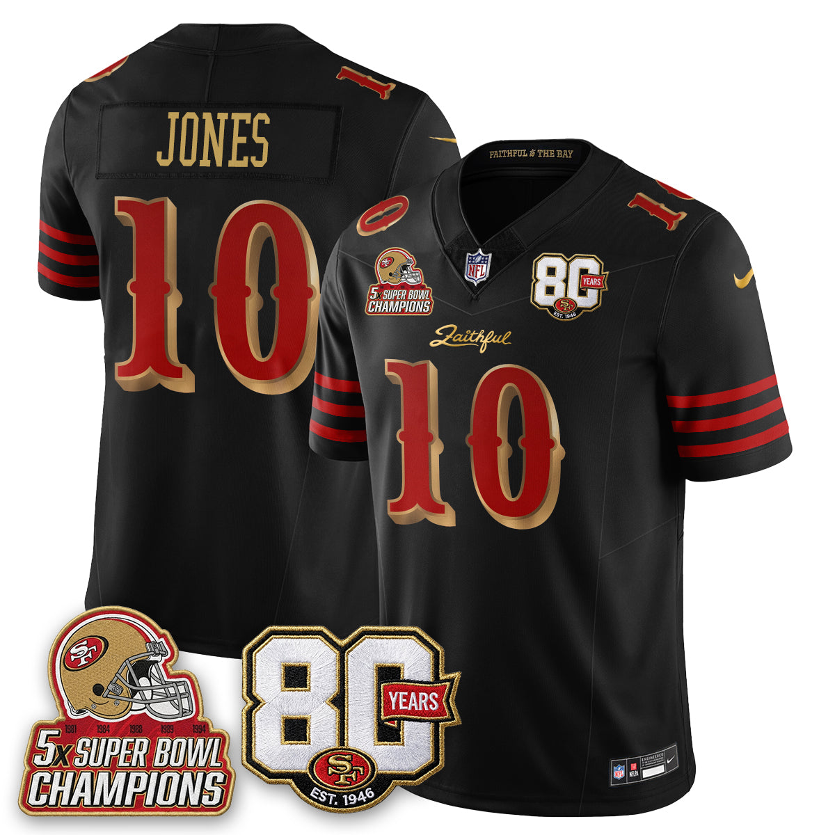 SF 80 Years & 5X Champs Rivalries Vapor Jersey - Stitched