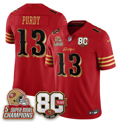 SF 80 Years & 5X Champs Rivalries Vapor Jersey - Stitched