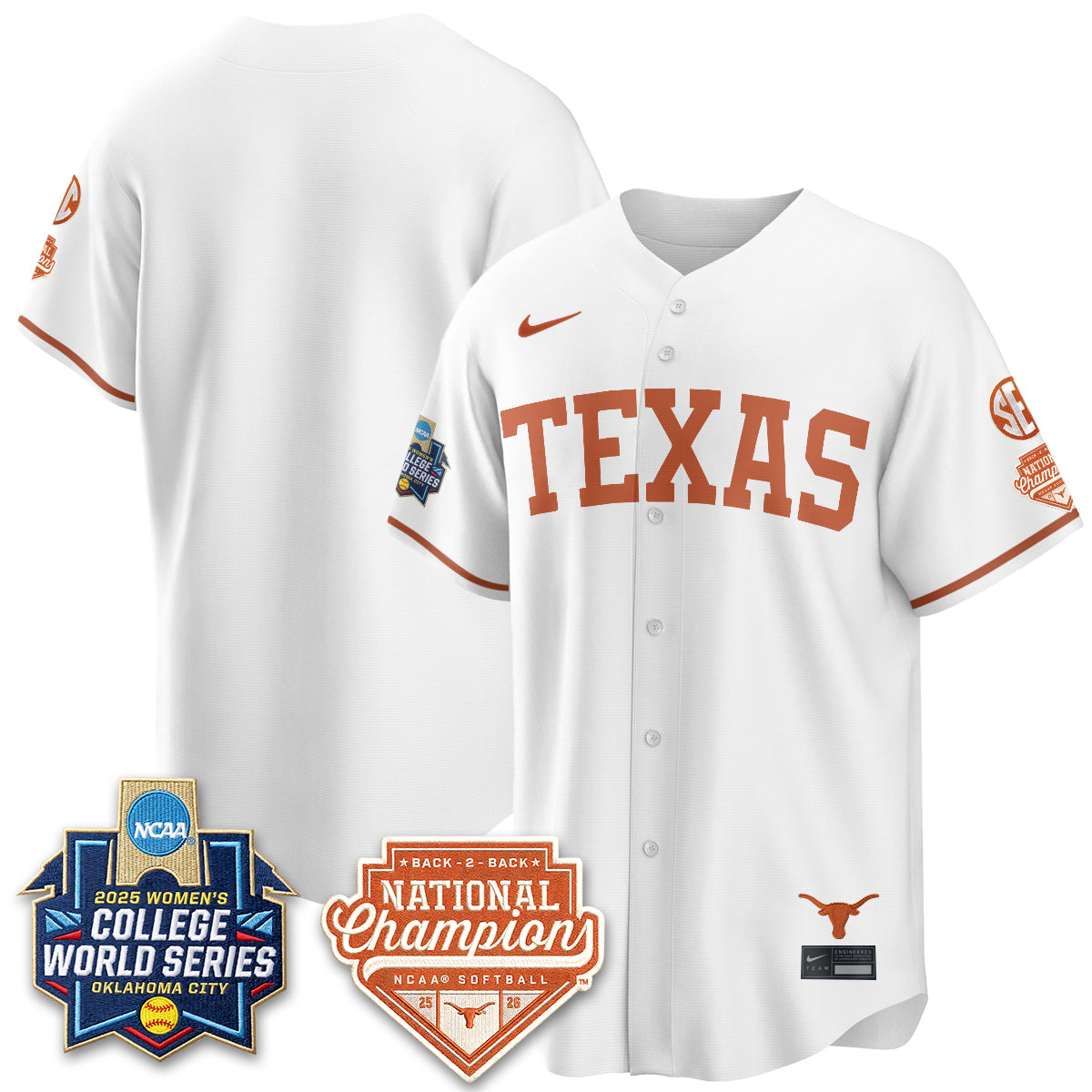 Texas Longhorns Softball 2026 World Series (WCWS) Vapor Premier Limited Jersey - B2B Champs - All Stitched