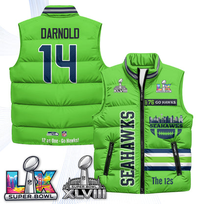 SEA "Go Hawks" Edition Puffer Vest - Printed