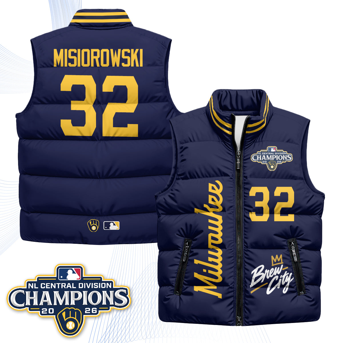 Milwaukee Brewers "Brew City" Puffer Vest V2 - Printed