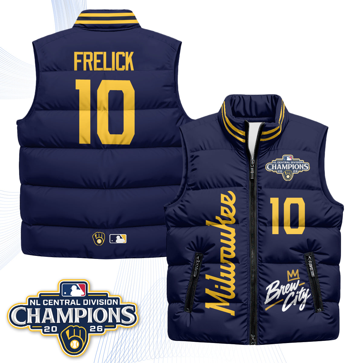 Milwaukee Brewers "Brew City" Puffer Vest V2 - Printed