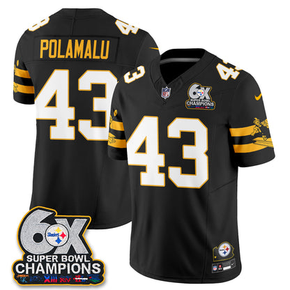 Pittsburgh Steelers 6X Champs Throwback V2 Vapor Jersey - Stitched