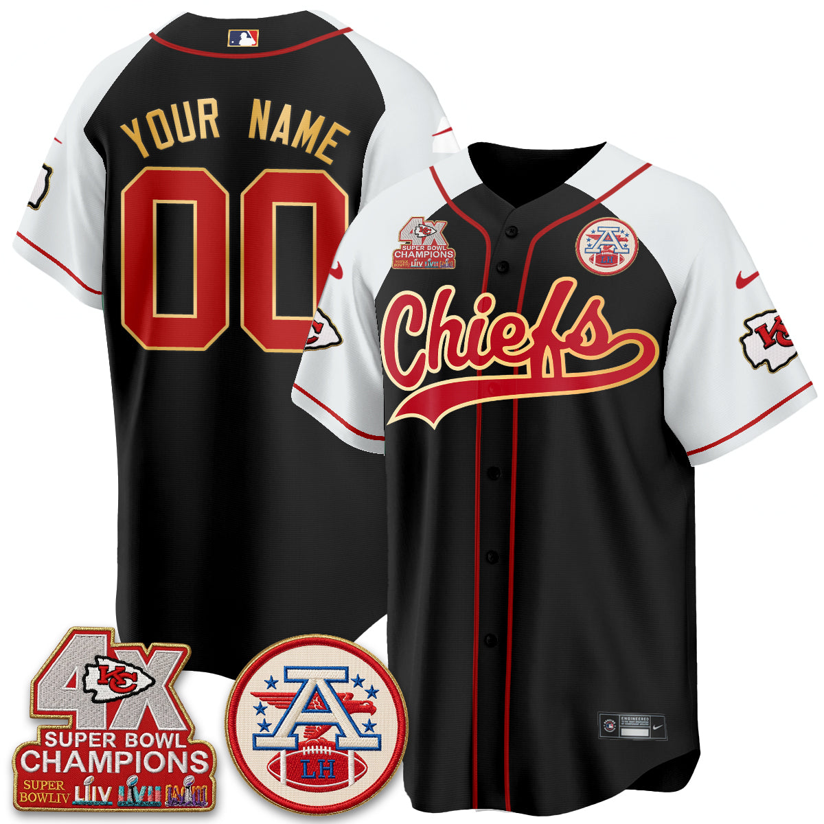 KC 4X Champs Gold Trim Edition Vapor Custom Baseball Jersey - Stitched