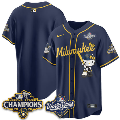 Milwaukee Brewers 2026 NL Champions x Meow KT Vapor Jersey - Stitched