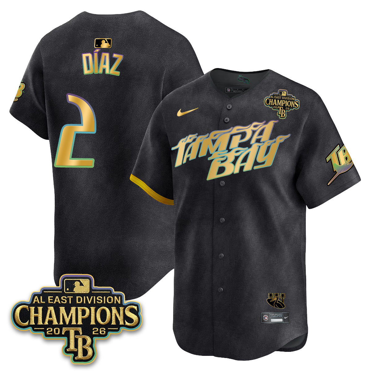 TB 2026 AL East Champs Gold Edition Vapor Jersey - Stitched
