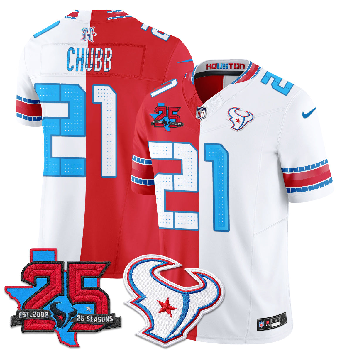 Houston Texans 2026 Rivalries Split Vapor Jersey - Stitched