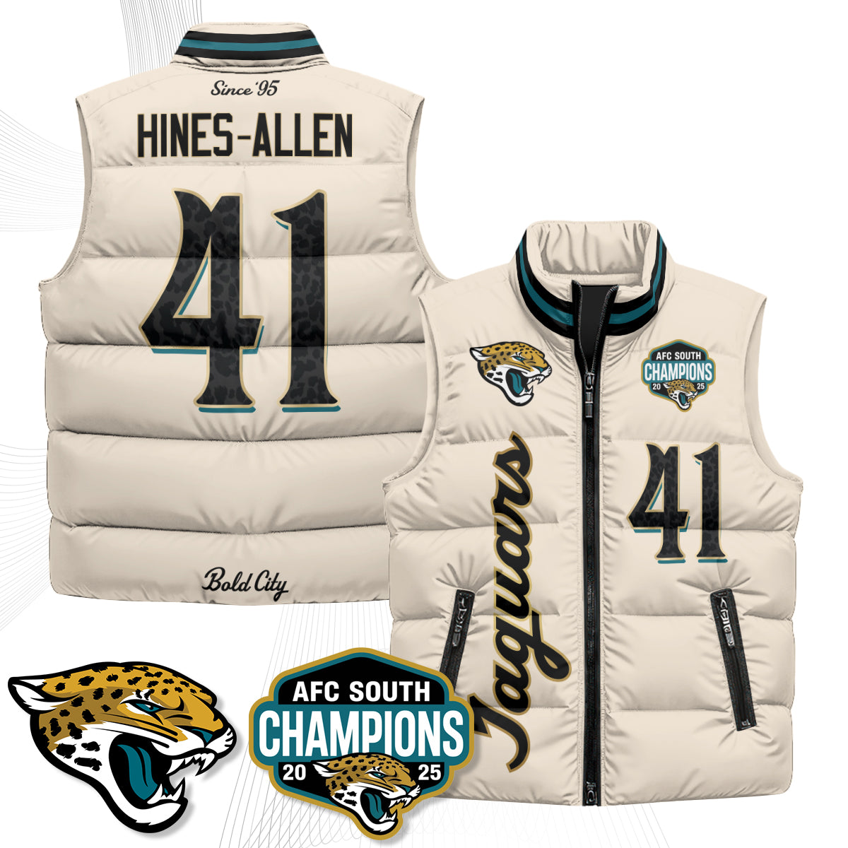 Jacksonville Jaguars 2026 Rivalries Puffer Vest - Printed