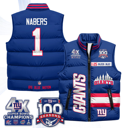 NYG 4X Champs S.Bowl Puffer Vest - Printed