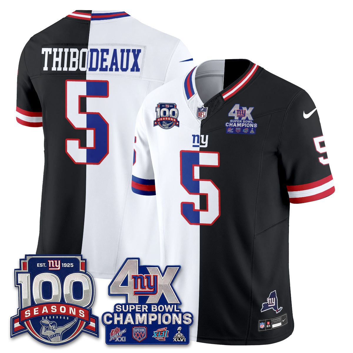 New York Giants 4X SBowl Split Edition Vapor Jersey - Stitched