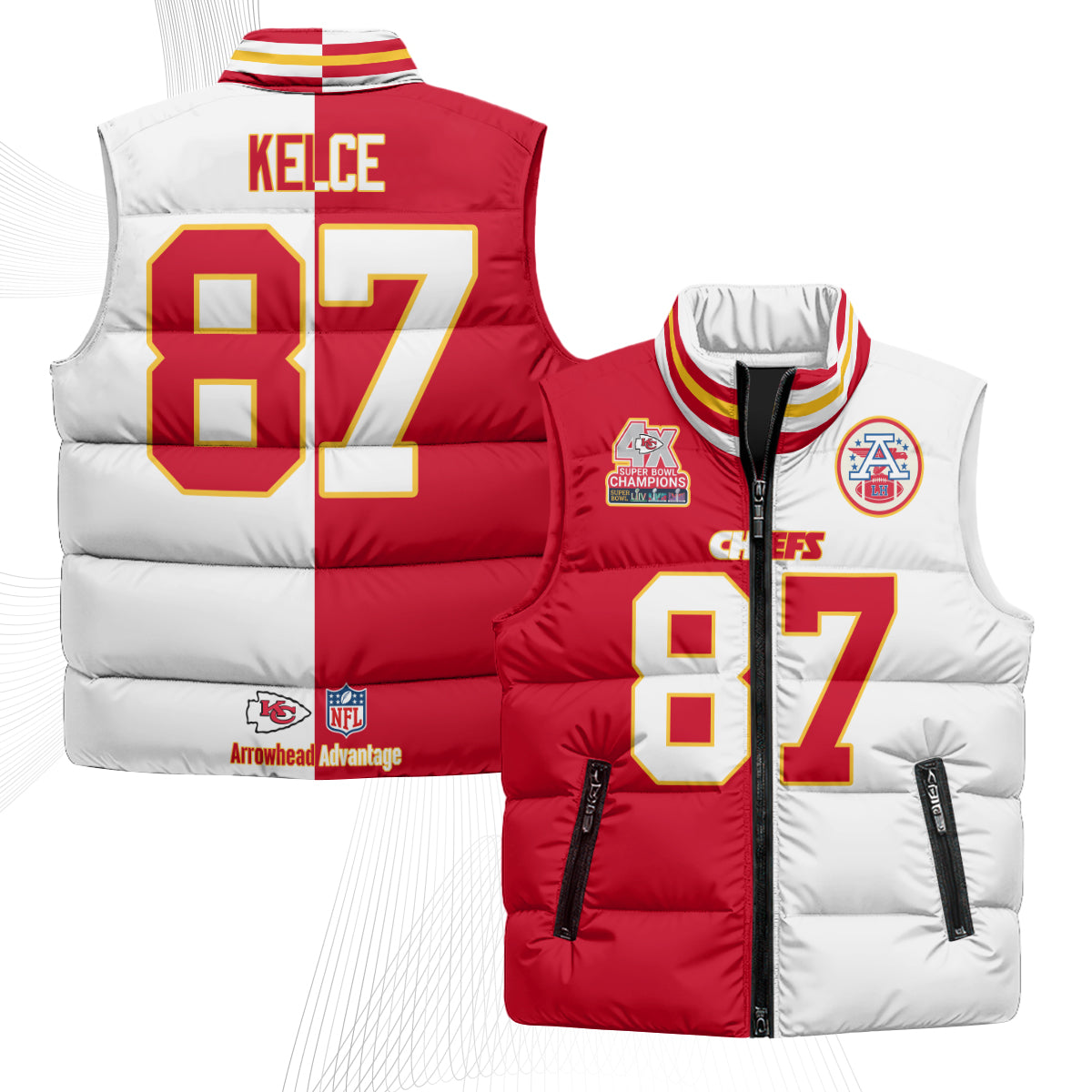 KC 4X Champs Gold Edition Puffer Vest - Printed