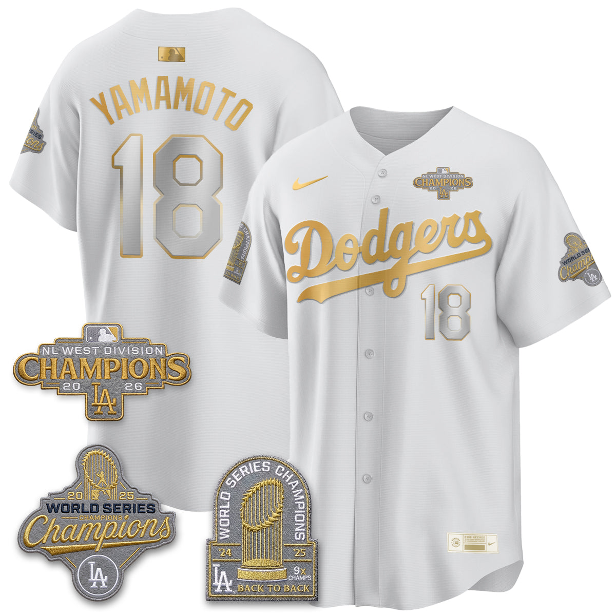 Los Angeles Dodgers 2026 NL West Champs Black Gold Vapor Jersey- Stitched